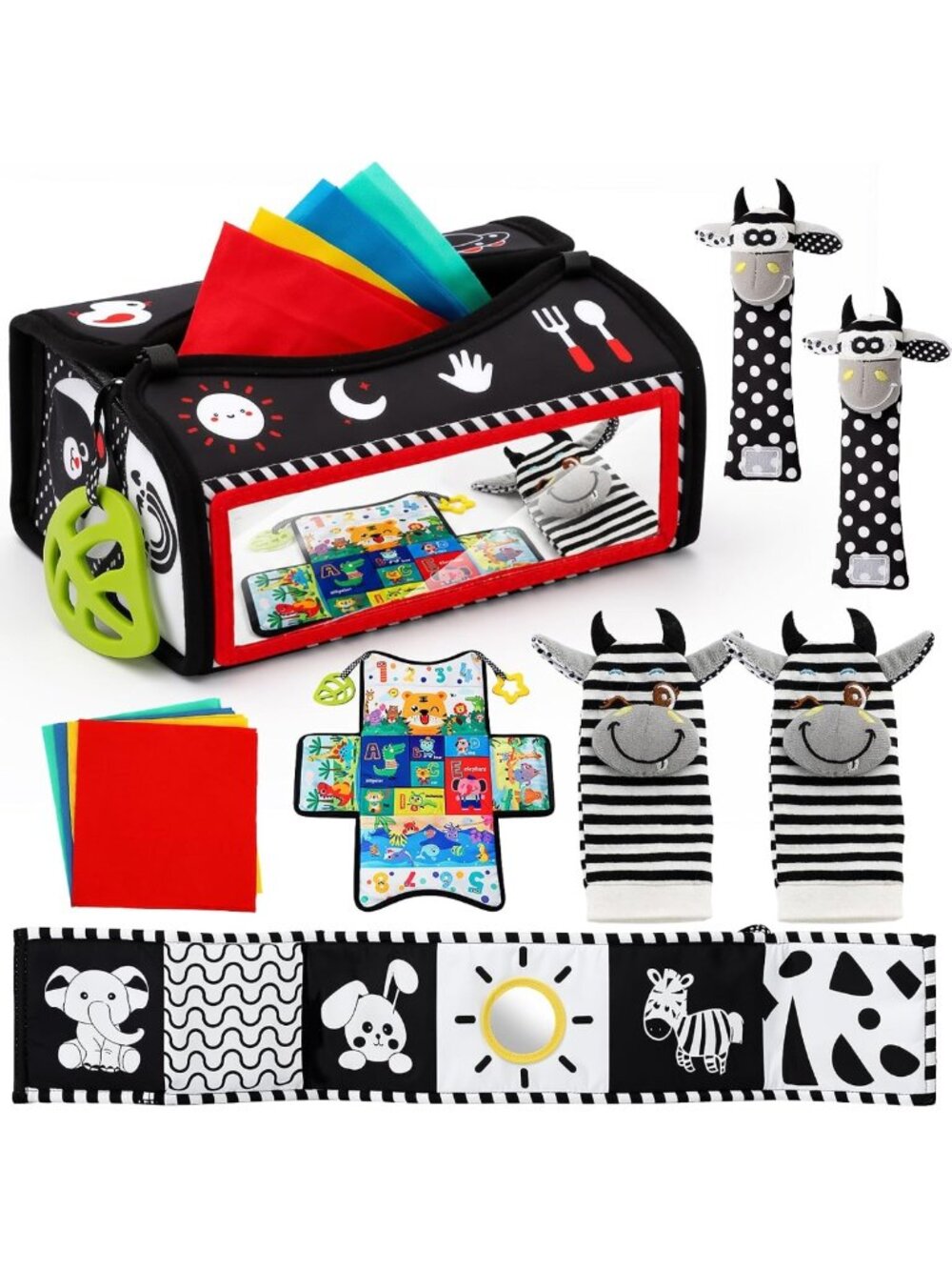 TOY Life High Contrast Baby Toys 0-6 Months - Black & White Newborn Tummy Time